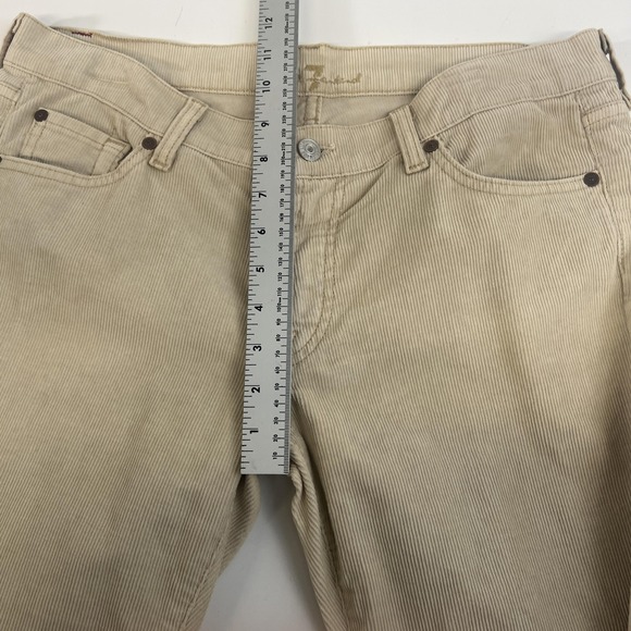 7 For All Mankind Corduroy Jeans Mens 32 Cream Bootcut Pants Made USA Stretch - Picture 14 of 16